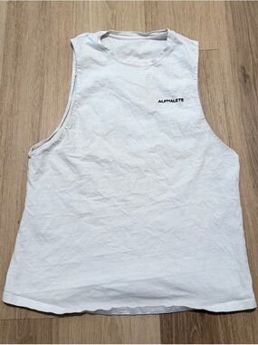 Alphalete Men’s White Sleeveless Gym Performance Training Tank size Large